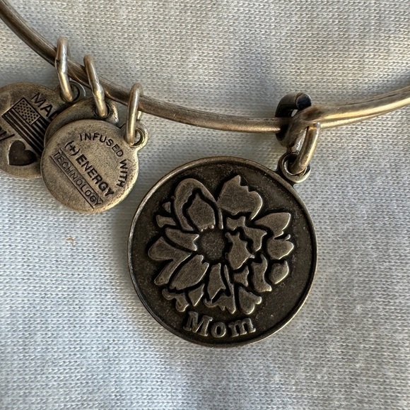 Alex and Ani Mom Peony Charm Bangle in Silver-Tone Brass - Picture 3 of 4